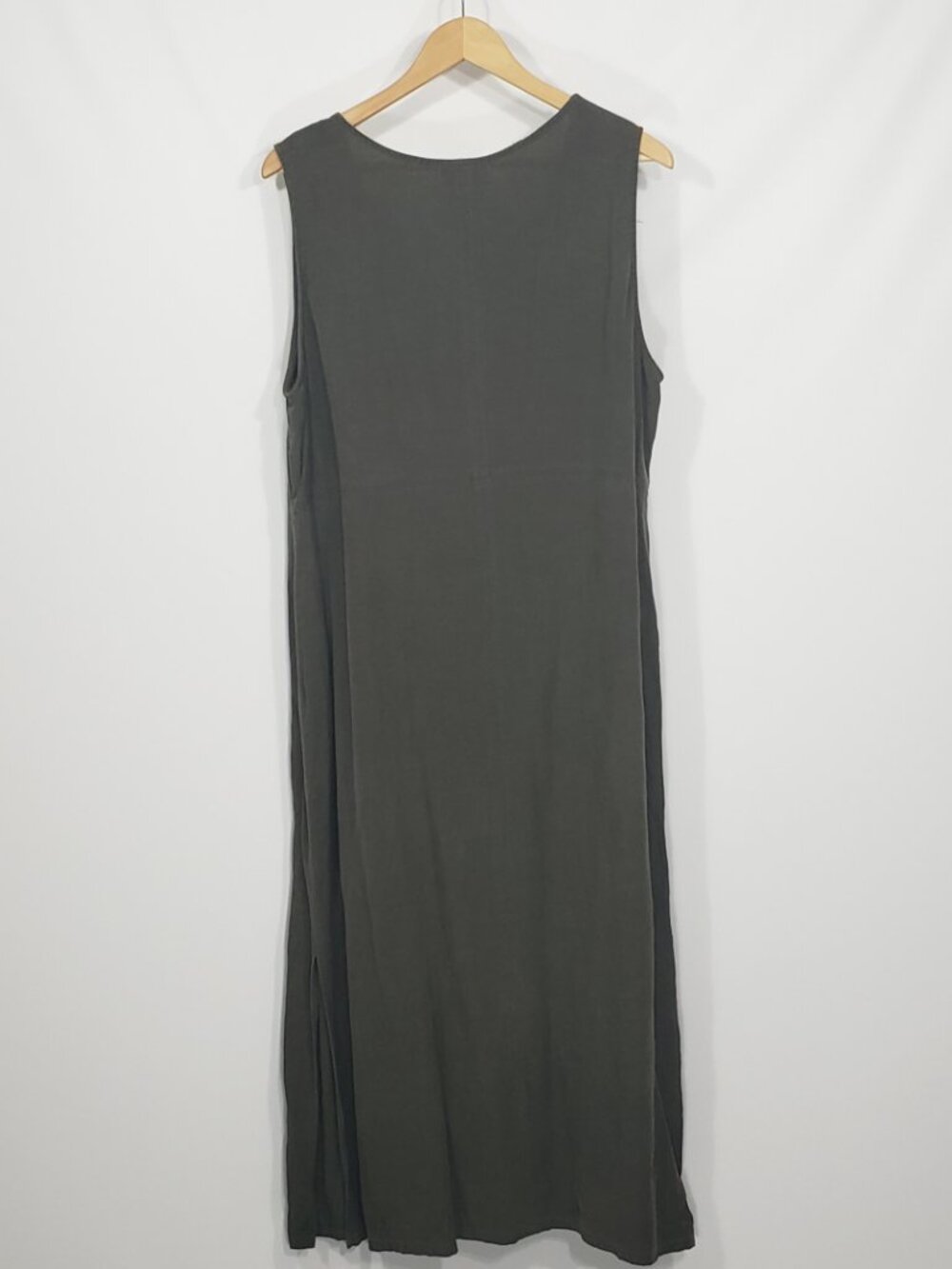 Sigrid Olsen Olive Green Linen Shift Maxi Dress Sleeveless Women's 1X - Picture 3 of 5